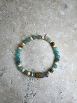 Petra Bracelet - Amazonite / Picture Jasper / Turquoise Howlite + Navajo Bench Pearl 925