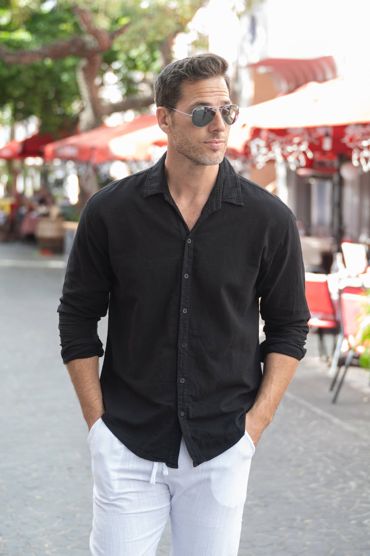 Vega Cotton Shirt - Black Shirt