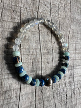 Petra Bracelet - Labradorite / Ocean Blue Imperial Jasper / Amazonite + Black Pearl
