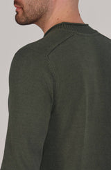 Lightweight Cotton Linen Blend Jumper - Dark Olive
