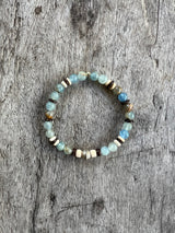 Petra Bracelet - Blue Argentinian Calcite + Navajo Bench Pearl 925