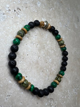 Petra Bracelet - Lava Stone / Malachite / Serpentine / Picture Jasper / Navajo Bench Pearl 925