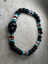 Petra Bracelet - Lava Stone / Turquoise Howlite / Jasper / Onyx Skull
