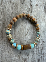 Petra Bracelet - Picture Jasper / Turquoise Sea Sediment Jasper / Amazonite / Topaz / Bronzite