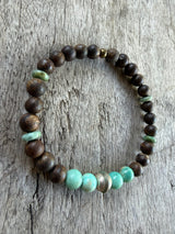 Petra Bracelet - Bronzite / Peruvian Turquoise + Navajo Bench Pearl 925