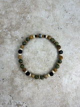 Petra Bracelet - Serpentine / Picture Jasper / Lava Stone + Navajo Bench Pearl 925