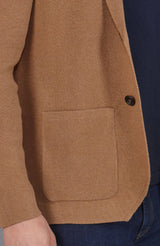 Midweight Cotton Deconstructed Knitted Blazer - Camel