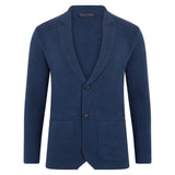Midweight Cotton Deconstructed Knitted Blazer - Blue Melange
