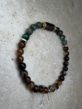 Petra Bracelet - Brown Agate / African Turquoise / Smokey Quartz
