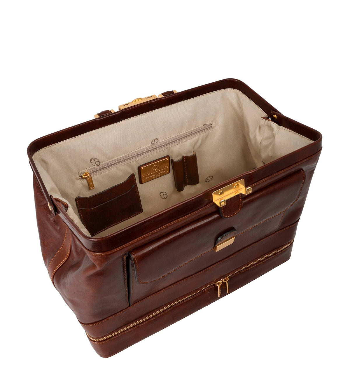 Large Italian Leather Doctor Bag - Brown