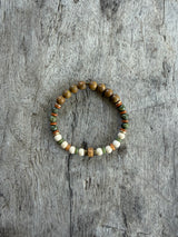 Petra Bracelet - Gold Silk Sandalwood / Fossil / Serpentine / Olive Walnut / Sunstone / Jade
