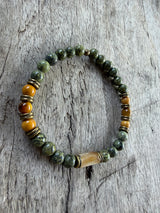 Petra Bracelet - Serpentine / Yellow Pietersite / Topaz