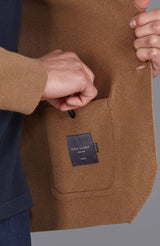 Midweight Cotton Deconstructed Knitted Blazer - Camel