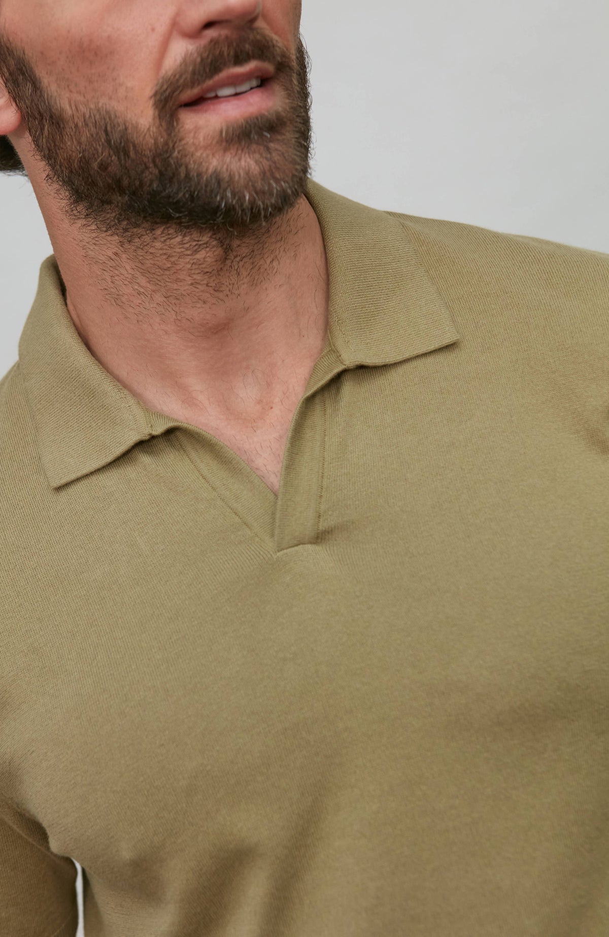 Ultra Fine Cotton Buttonless Polo - Light Olive