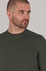 Lightweight Cotton Linen Blend Jumper - Dark Olive