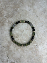 Petra Bracelet - Serpentine / Gold Obsidian / Black Rutilated Quartz