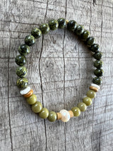 Petra Bracelet - Serpentine / Alashan Agate / Picture Jasper / Amazonite + White Pearl
