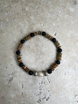 Petra Bracelet - Unakite / Lava Stone + Navajo Bench Pearl 925 + White Pearl
