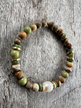 Petra Bracelet - Picture Jasper / Avocado Jasper / Jade + White Pearl
