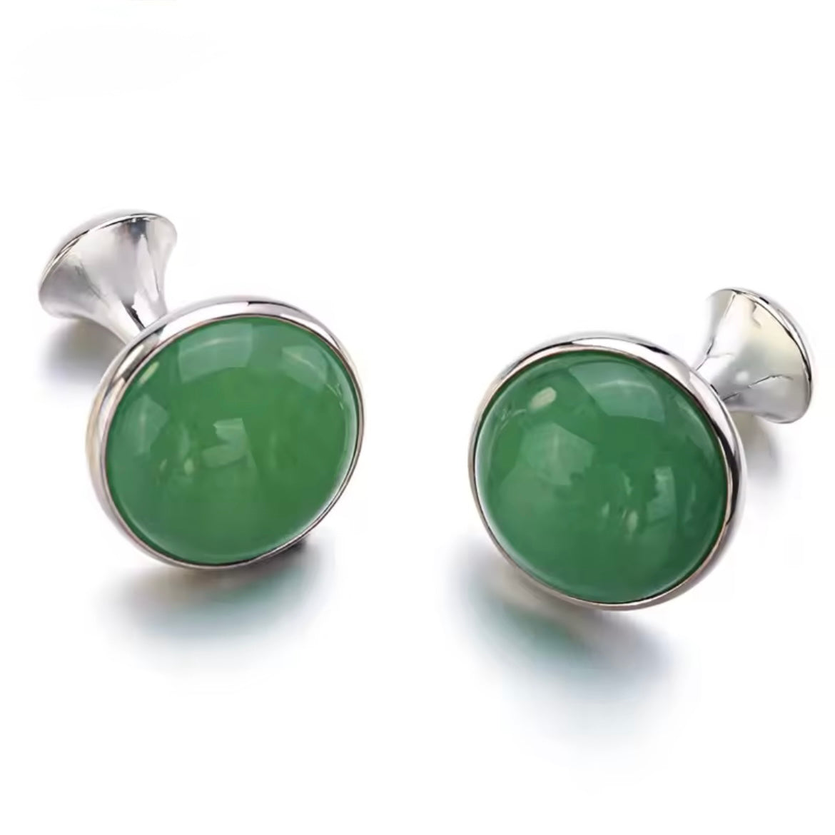 Round Cufflinks - Green Aventurine