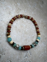 Petra Bracelet - Picture Jasper / Amazonite / Jasper + Navajo Bench Pearl 925