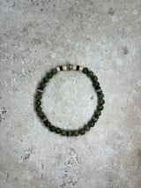 Petra Bracelet - Serpentine / Tigers Eye / Amazonite + Navajo Bench Pearl 925
