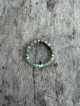 Petra Bracelet - Green Aventurine / Maifanite / Grey Agate / Navajo Bench Pearl 925