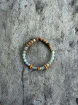 Petra Bracelet - Blue Argentinian Calcite / Picture Jasper / Gold Silk Sandalwood