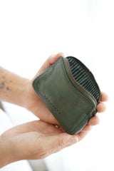 Leather Wanderer Pouch - Olive Green
