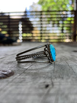 Signed Vintage Navajo Sleeping Beauty Turquoise Bangle