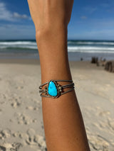 Signed Vintage Navajo Sleeping Beauty Turquoise Bangle