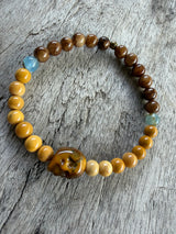 Petra Bracelet - Brown Persian Jade / Yellow Jade / Blue Argentinian Calcite / Tiger's Eye Skull