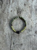 Petra Bracelet - Serpentine / Avocado Jasper / Onyx Skull