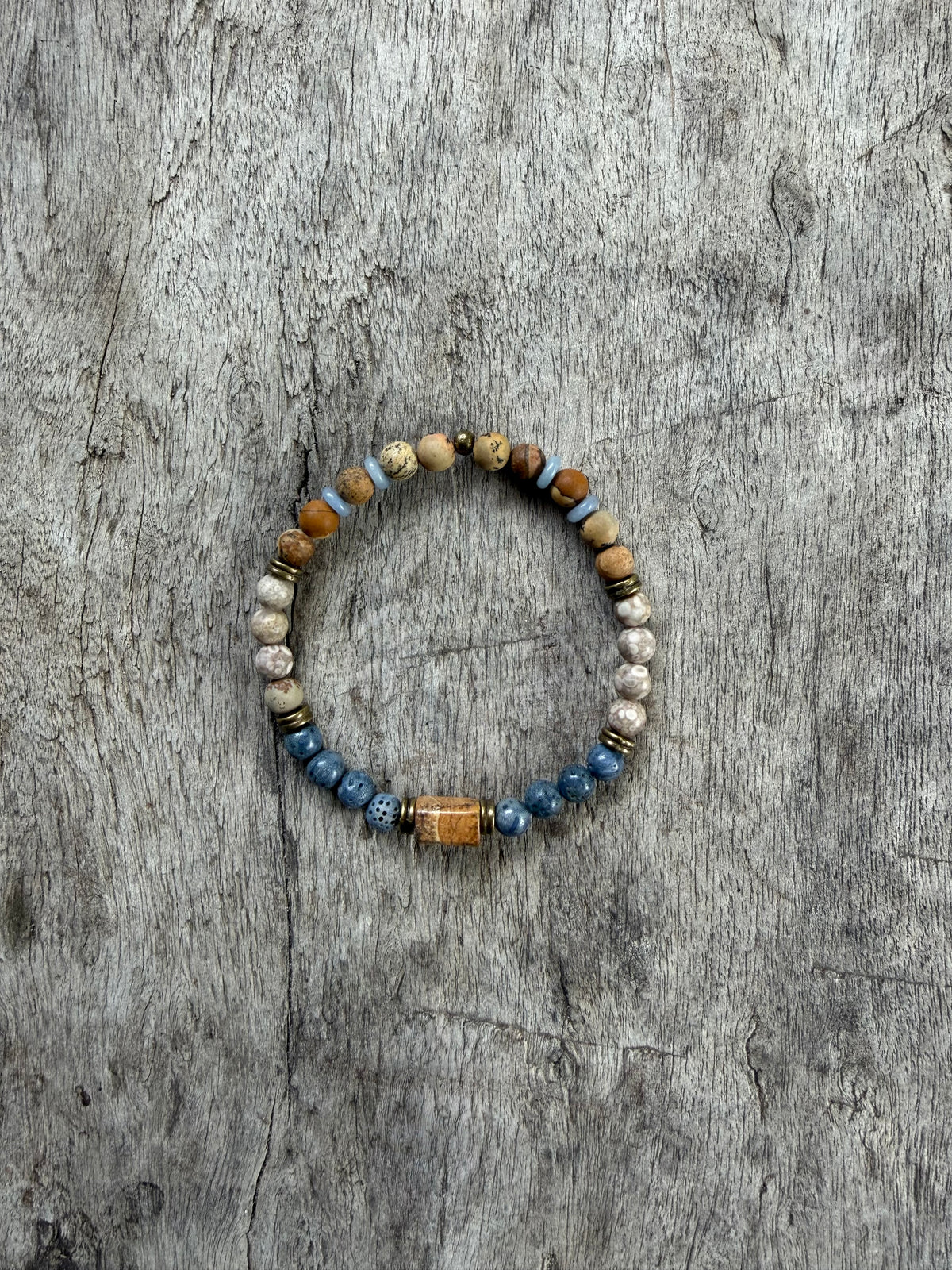 Petra Bracelet - Picture Jasper / Blue Coral / Maifanite / Blue Aventurine