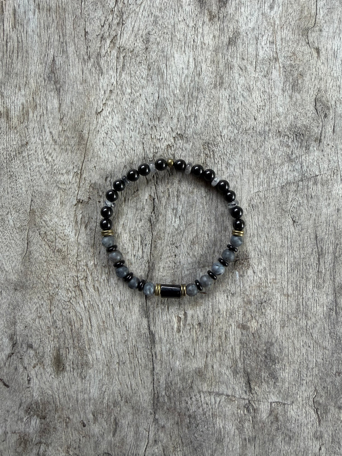 Petra Bracelet - Black Tourmaline / Larvikite / Black Rutilated Quartz