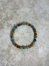 Petra Bracelet - Picture Jasper / Sodalite / Turquoise + Navajo Bench Pearl 925