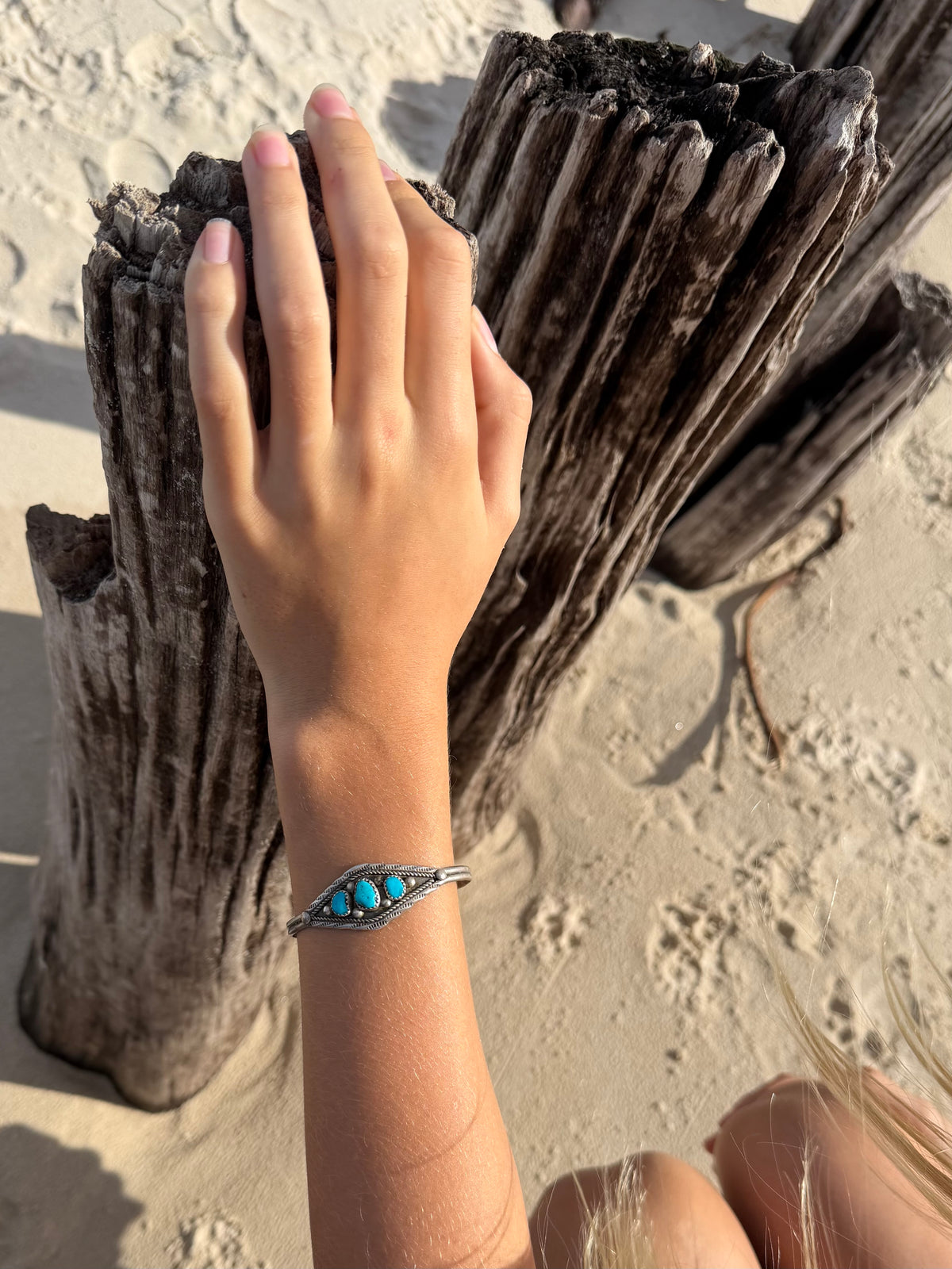 Vintage Three-Stone Turquoise Cuff