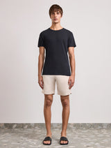 LUCIO LINEN-COTTON T-SHIRT - BLACK