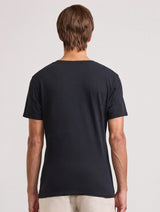 LUCIO LINEN-COTTON T-SHIRT - BLACK