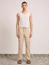 OSCAR LINEN TROUSERS - STONE BEIGE