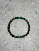 Petra Bracelet - Tigers Eye / Malachite / Navajo Bench Pearl 925