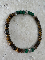 Petra Bracelet - Tigers Eye / Malachite / Navajo Bench Pearl 925