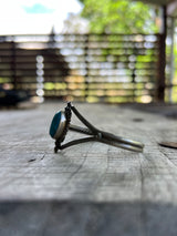 Signed Handmade Vintage Navajo Sleeping Beauty Turquoise Cuff