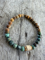 Petra Bracelet - Picture Jasper / African Turquoise / Olive Walnut