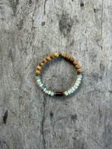 Petra Bracelet - Picture Jasper / Blue Argentinian Calcite / Amazonite / Hessonite Garnet