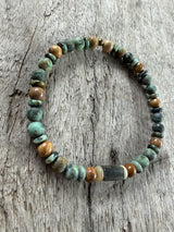 Petra Bracelet - African Turquoise / Picture Jasper / Green Rutilated Quartz