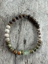 Petra Bracelet - Bronzite / Maifanite / Rainforest Jasper / Green Rutilated Quartz