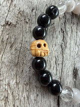 Petra Bracelet - Obsidian / Rutilated Quartz + Ox Bone