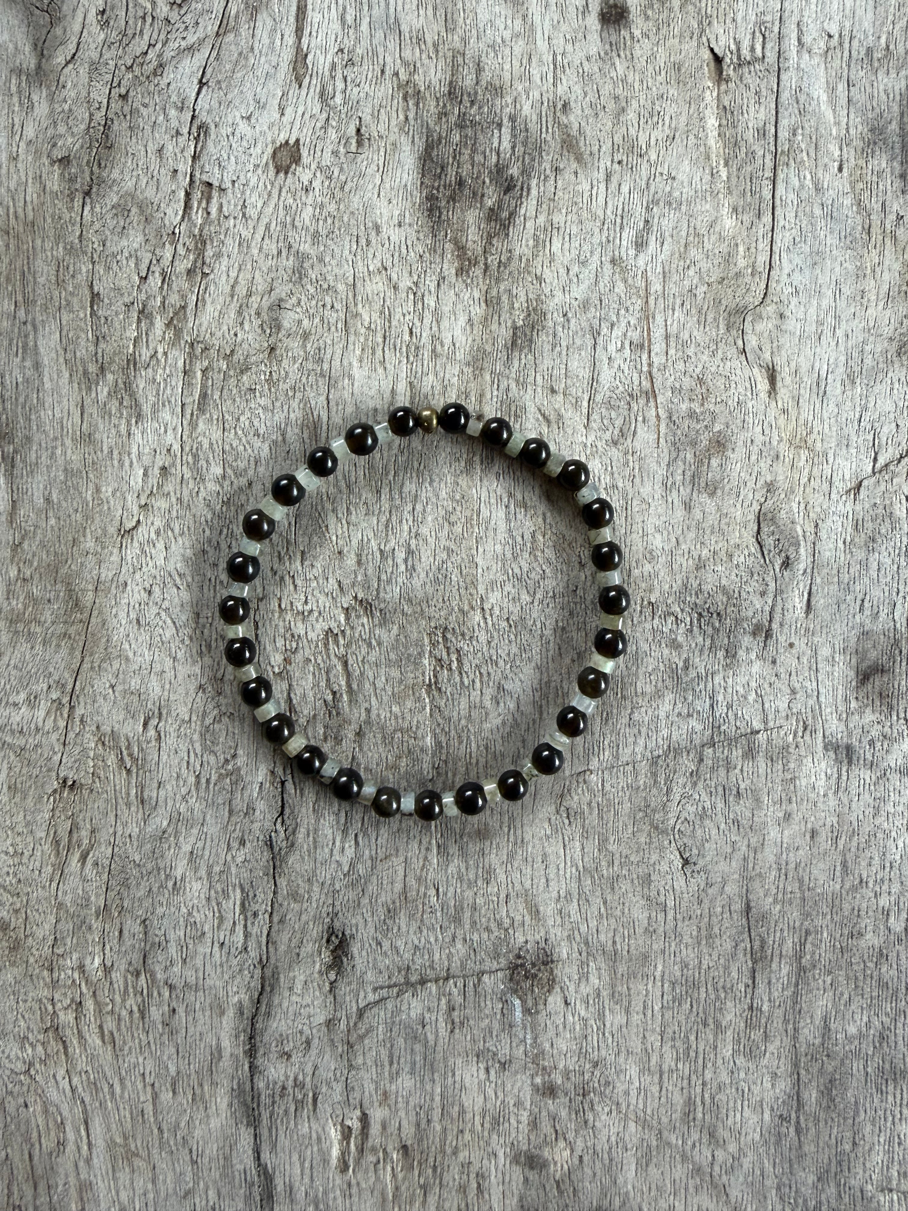 Petra Bracelet - Gold Obsidian / Labradorite