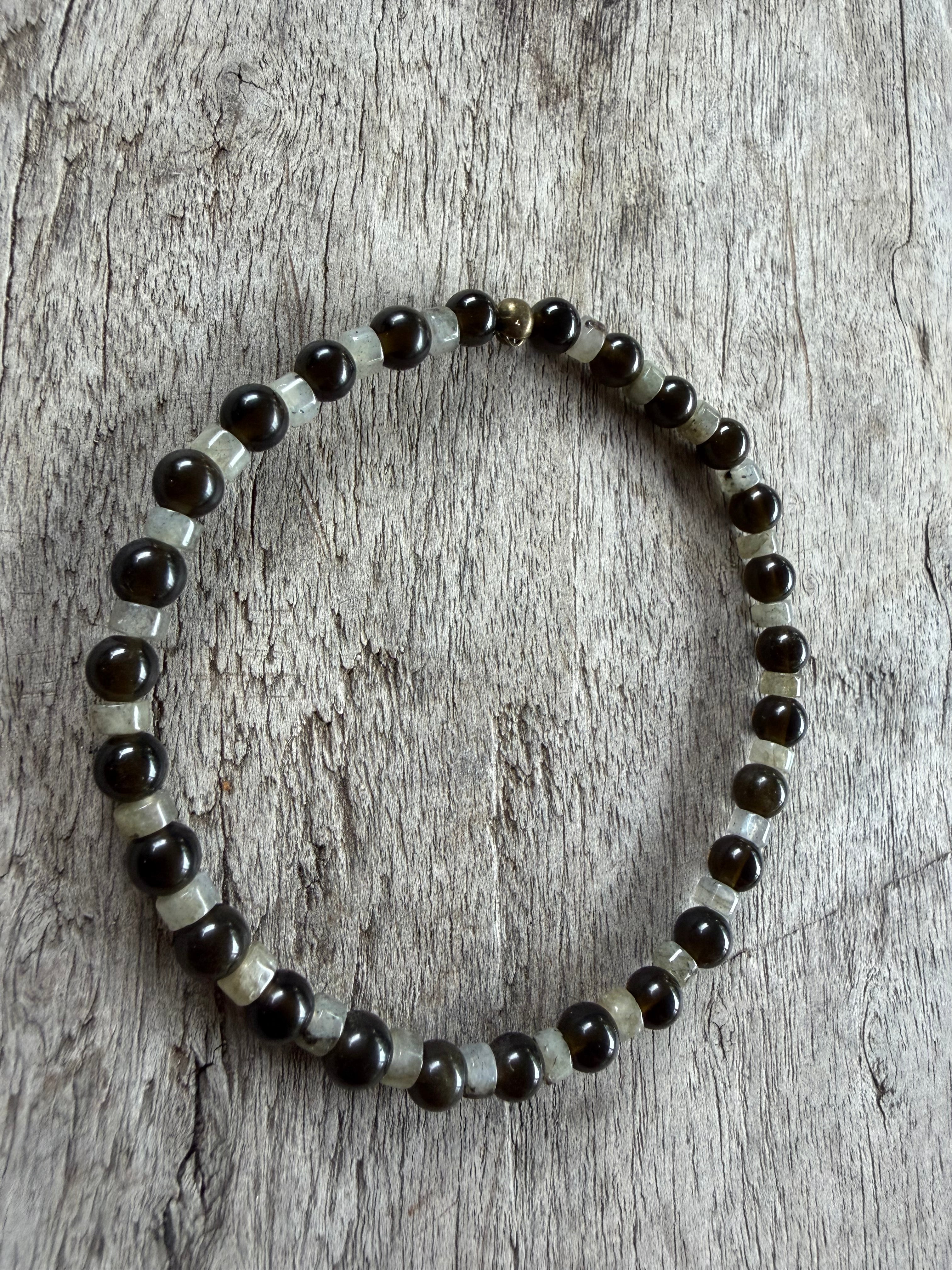 Petra Bracelet - Gold Obsidian / Labradorite